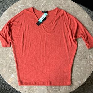 Dolman knit top - coral, 3/4 length sleeves